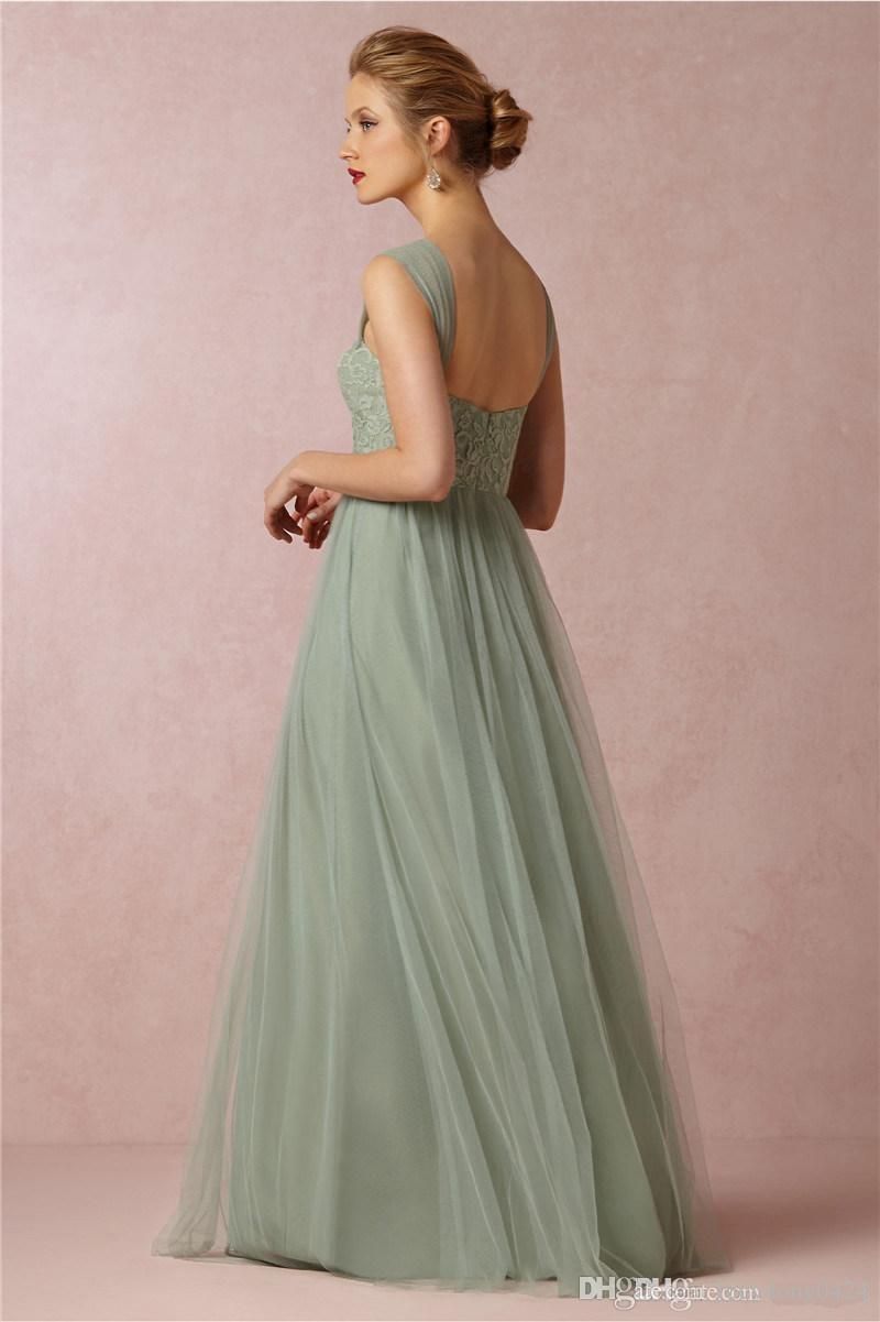 Acquistare Verde Salvia Abiti Satin 2016 Cap Maniche Lunghe Abiti Da Sposa  Di Tulle Del Pavimento Del Merletto Di A Line Prom Dress Zipper Economico |  Consegna Veloce E Qualità | DHgate Italy