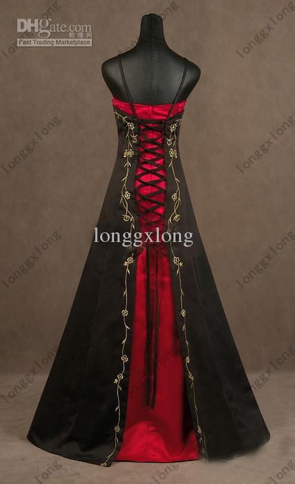 red black combination gown