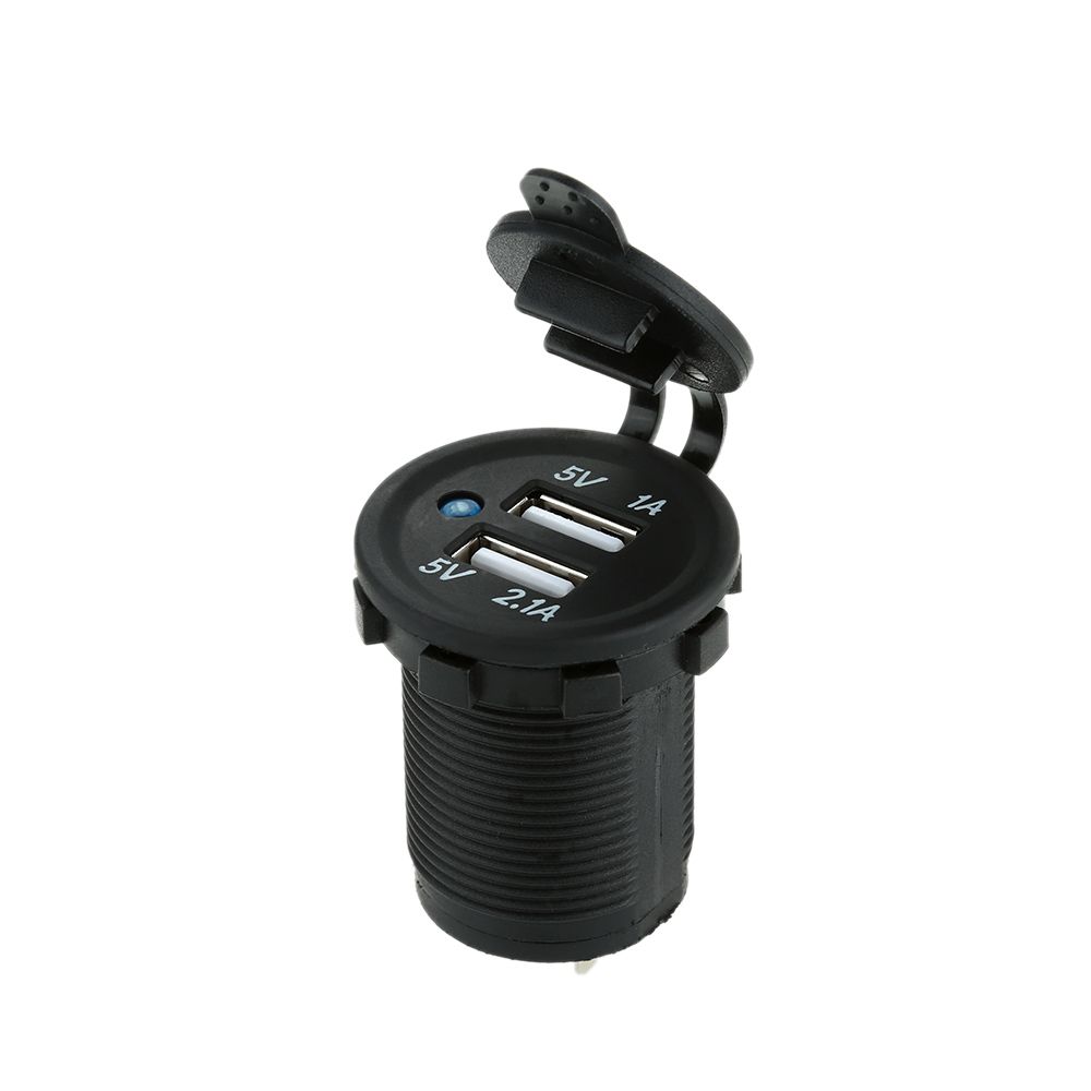 Auto Motocicleta 5V/3.1A 2 luz LED de zócalo doble USB Cargador Cable Voltímetro con Auto Motocicleta 5V/3.1A 2 luz LED de zócalo doble USB Cargador Cable Voltímetro con