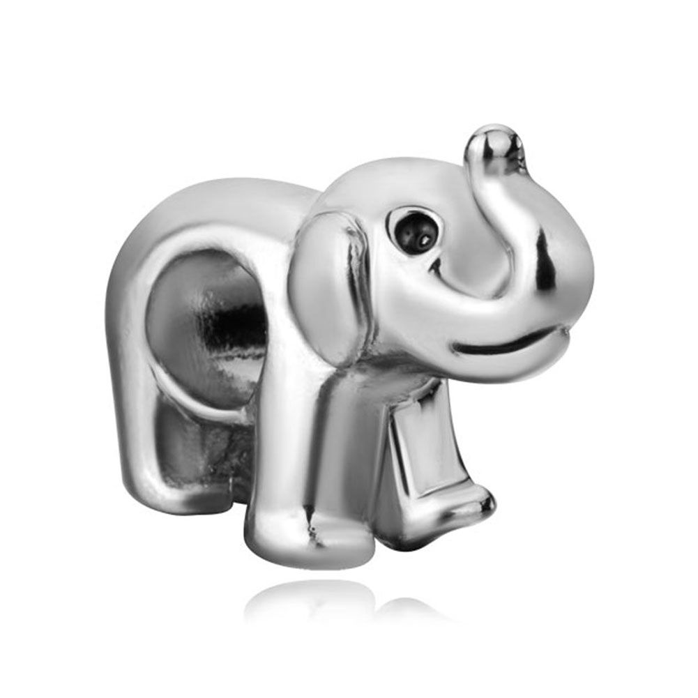 Tailandia Elefante nariz snub Animal En plata Chapado en color Europeo Charm Fit