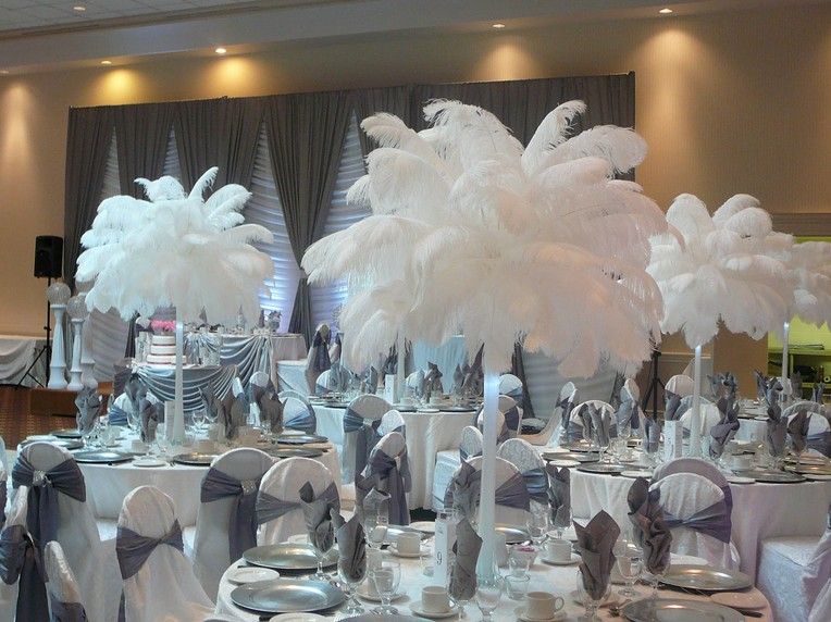 14 16inch Ostrich Feather Plumes White For Wedding Centerpiece