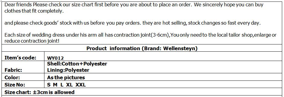 Wellensteyn Size Chart