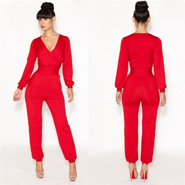 red long romper