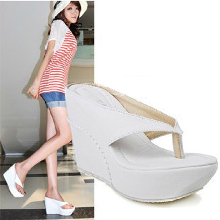 white wedge flip flop sandals