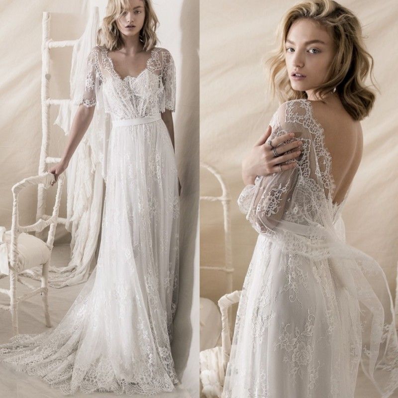 soft a line wedding dress