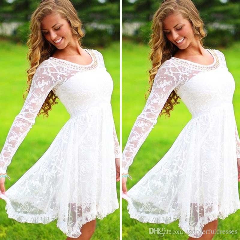 White lace semi formal dresses clearance