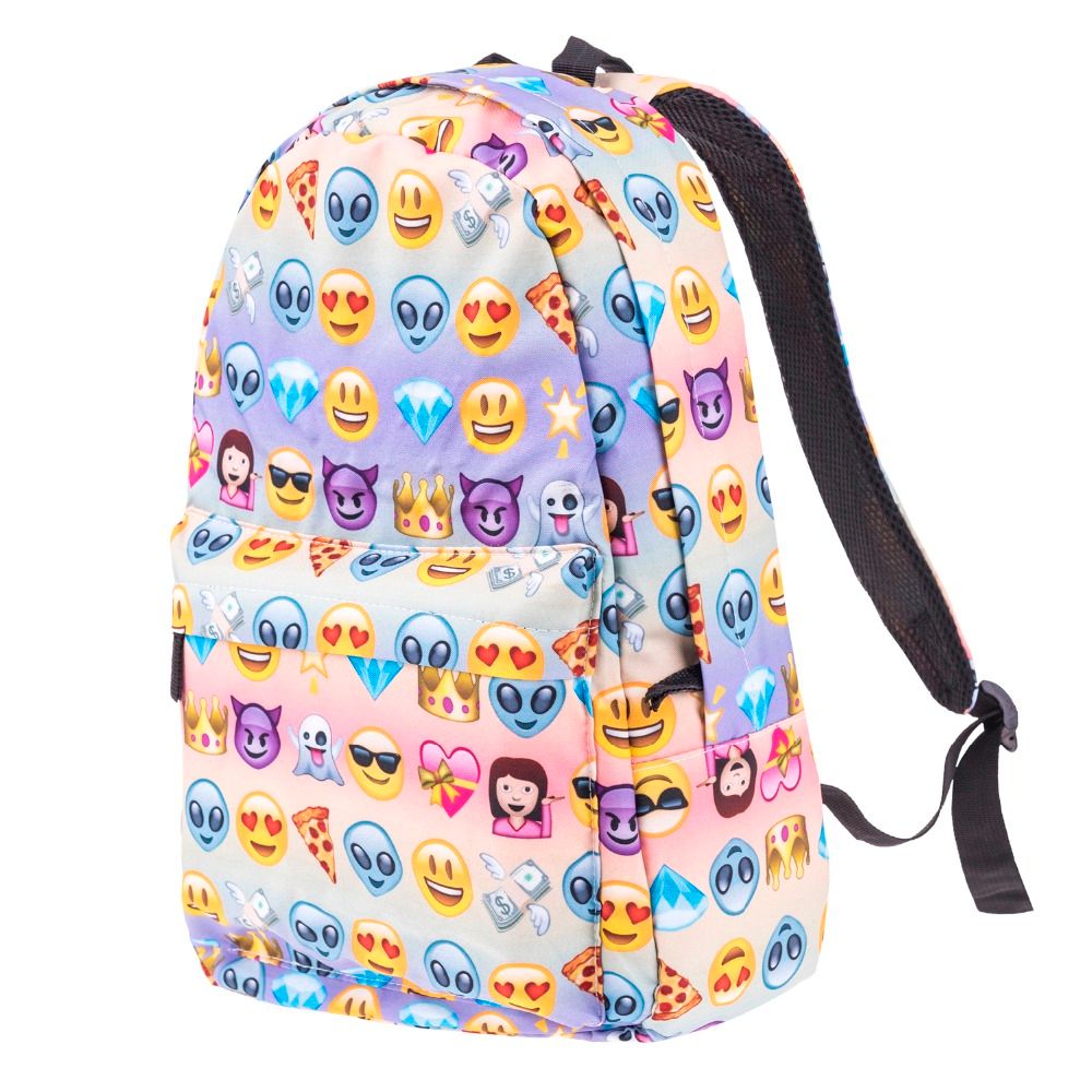 Emoji Print para niñas adolescentes mochila lona sac a dos Who Cares Handle mochila