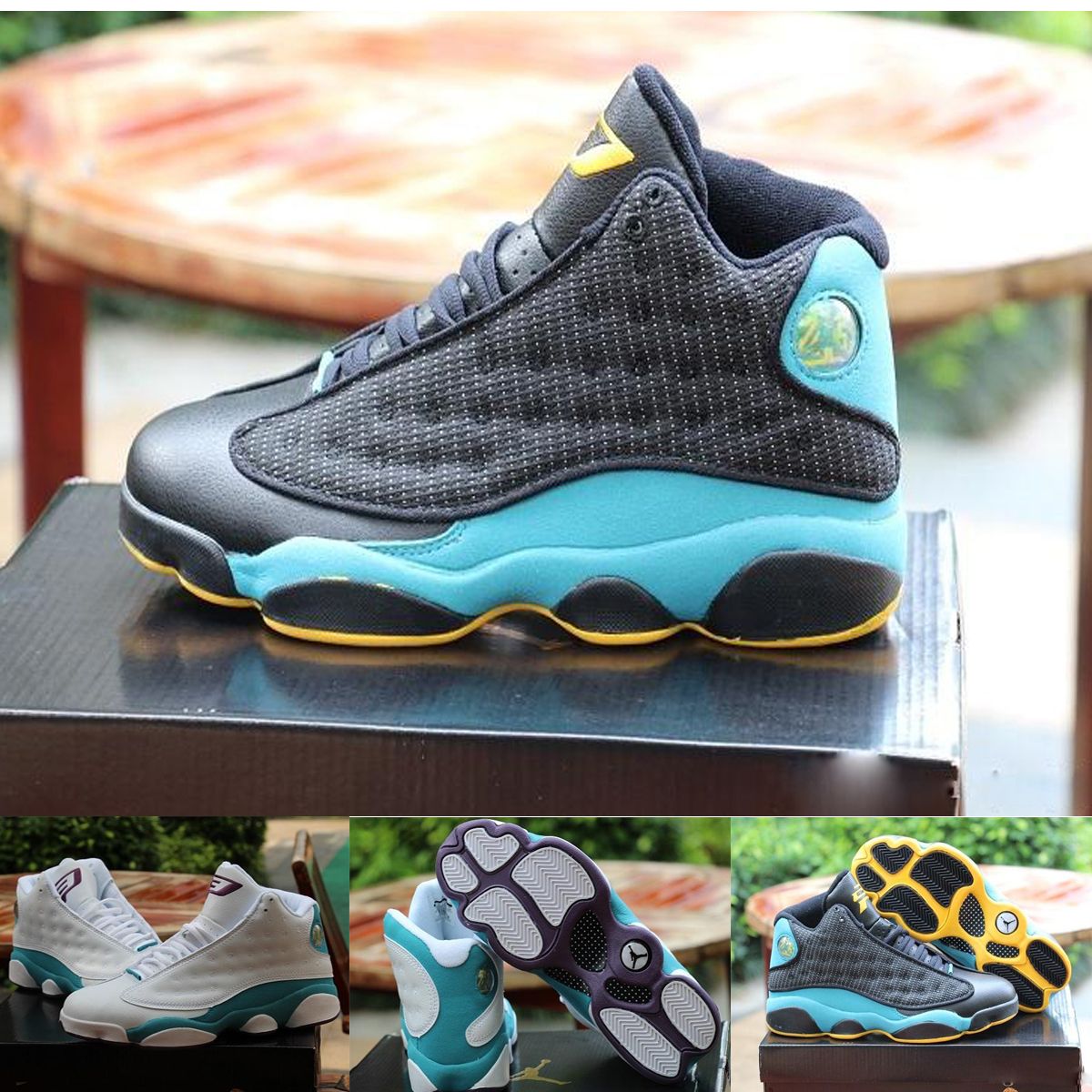 jordan 13 negro con amarillo