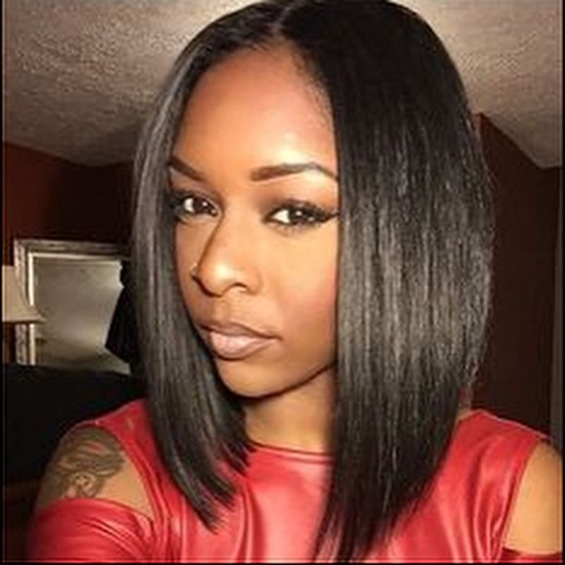 Human Hair Wigs For Black Women Middle Part Bob Lace Front Wigs