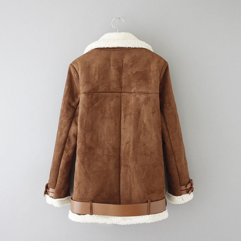 jaqueta de suede com pelo