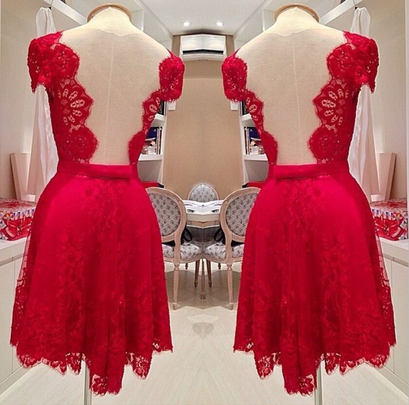 In Stock Luxury Short Red Prom Party Dress High Quality Knee Length Backless Custom Parti Events In Stock Luxury Short Red Prom Party Dress High Quality Knee Length Backless Custom Parti Events