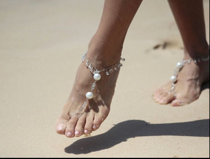Nacarado sistemático mar Mediterráneo Swarovski elementos de playa de la boda sandalias descalzas pie joyería  tobilleras cadena de joyería regalos