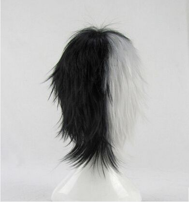 New Half Black Half White Short Wig Anime Cosplay Cruella Deville
