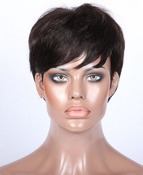 Rihanna Chic corte corto peinado Pelucas de cabello humano sin tapa brasileña virginal del pelo del Rihanna Chic corte corto peinado Pelucas de cabello humano sin tapa brasileña virginal del pelo del