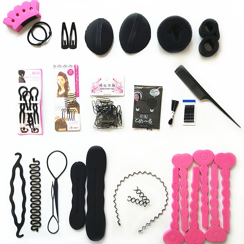2019 20 Different Type Hair Accessories Kit Braider Donut Hair