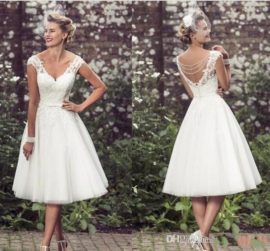 champagne colored tea length wedding dresses
