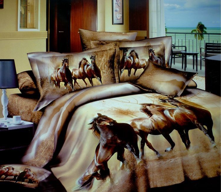 3d Horse Design Patterns Print Bedding Comforter Sets Queen Size Bedspreads Duvet Cover Bed Designer Bedroom Sheet Bedroom Quilt Cotton Queen Size