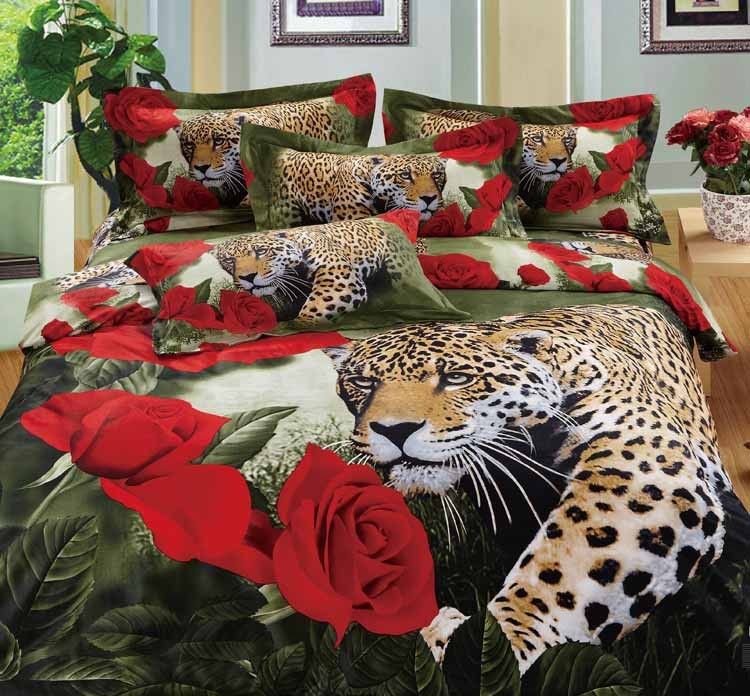 3d Red Rose Flower Leopard Print Bedding Set California King Quilts Short Description Comforters
