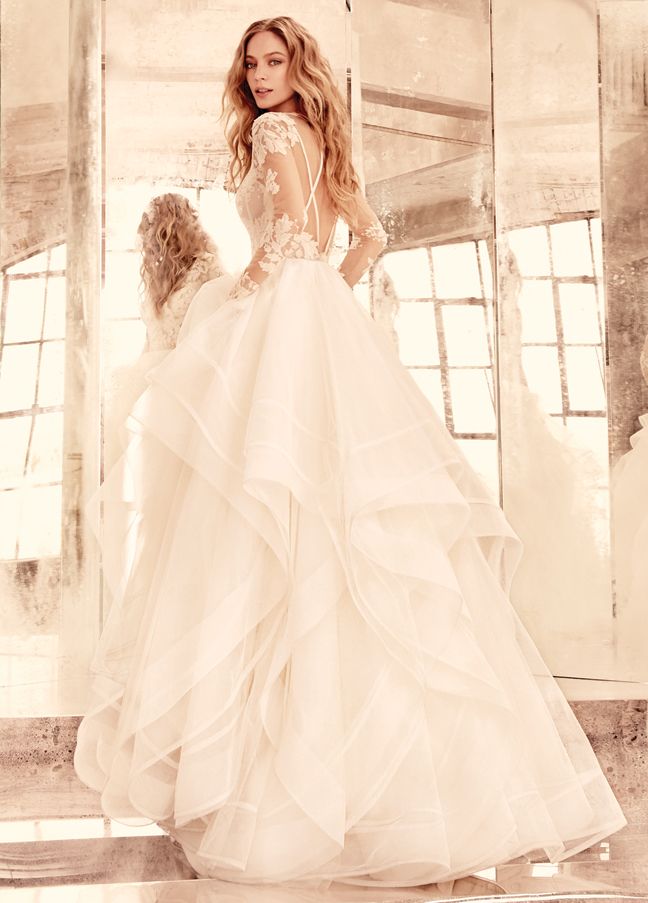 Marfil manga larga vestidos de novia de encaje 2015 Caída Hayley Paige Ilusión blusa sin espalda Marfil manga larga vestidos de novia de encaje 2015 Caída Hayley Paige Ilusión blusa sin espalda
