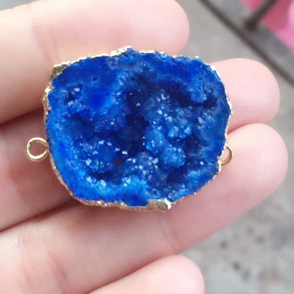 Élégant Bleu Naturel fenêtre GEODE Slice Druzy 24k Plaqué or Connecteur Bijoux Élégant Bleu Naturel fenêtre GEODE Slice Druzy 24k Plaqué or Connecteur Bijoux
