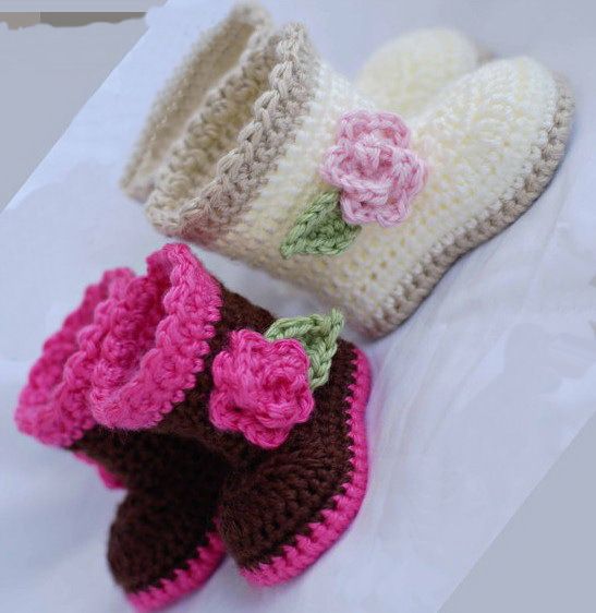2015 cómodos zapatos de bebé tejidos a mano recién botines ganchillo de