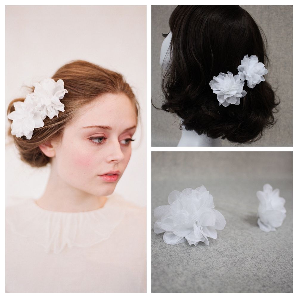 white hair flowers accessories