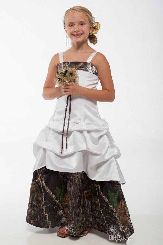 white camo flower girl dresses