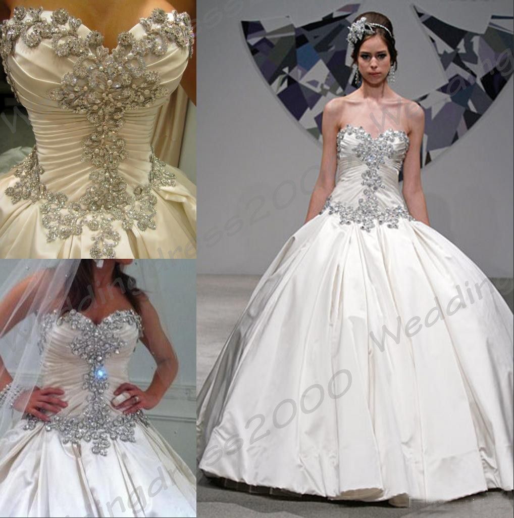 Clásico pnina tornai vestido de bola tafetán rebordear vestidos de amor nupcial vestidos