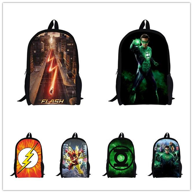 2015 New Arrival Children Cartoon Backpacks Green Lantern The Flash