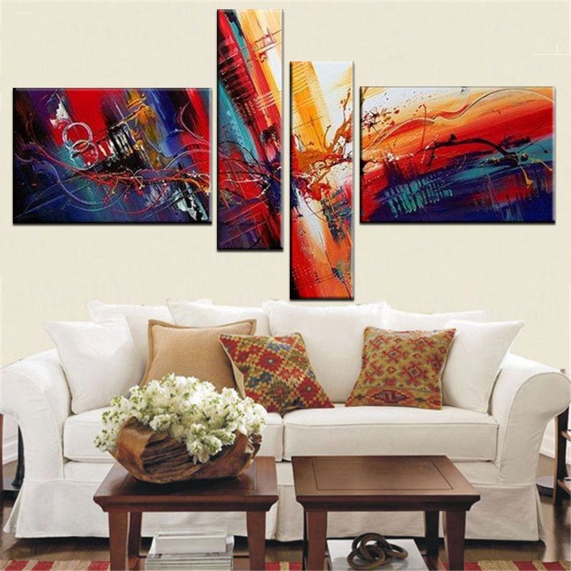 2020 Multi Piece Combination 4 Panel Wall Art Abstract Paintings Modern Oil Painting On Canvas Home Decoration Living Room Pictures Handpainted From Eb0cn0741 30 14 Dhgate Com