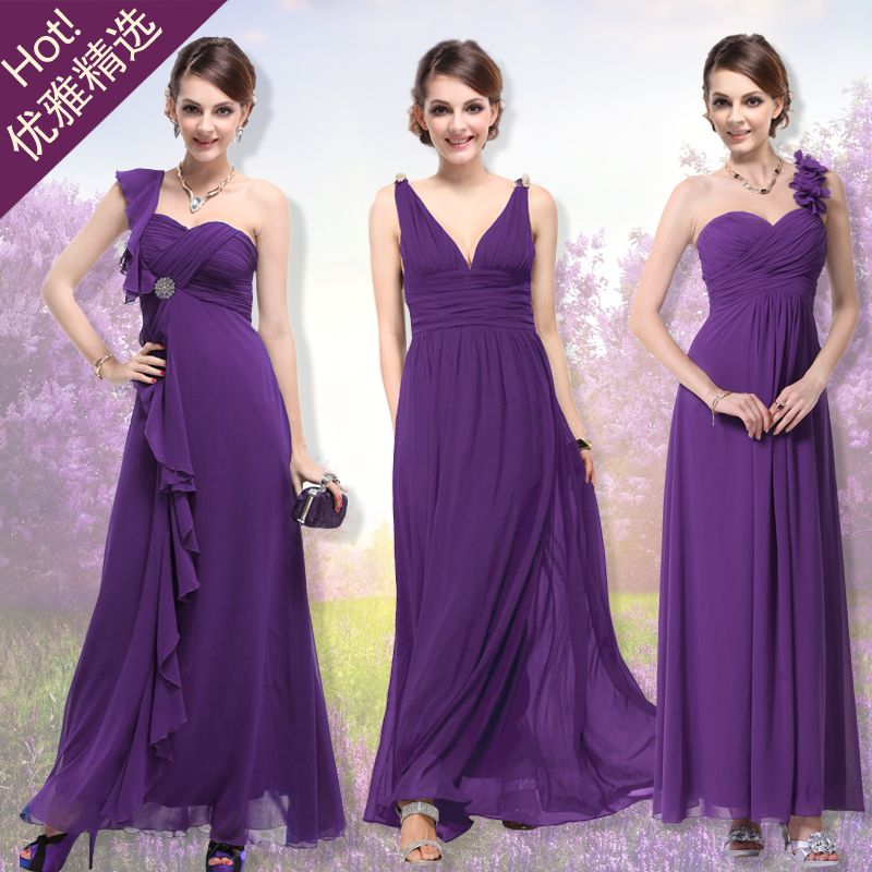 Purple Bridesmaid Dress Chiffon Summer 2015 New Fashion