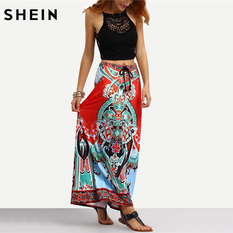Compre Venta Al Por Mayor SheIn Falda Maxi Larga Para Mujeres Nuevas  Lluvias Ladies Multicolor Vintage Tribal Tribal Tassel Atado Cintura A  Línea Falda A 11,94 € Del Yabsera | Es.Dhgate.Com
