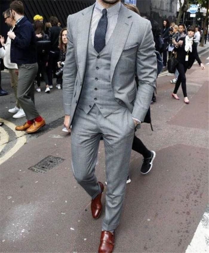 Wedding Groom Gray Classic Suits for Man Slim Fit 3 Pieces Tuxedo Vest Formal Wedding Groom Gray Classic Suits for Man Slim Fit 3 Pieces Tuxedo Vest Formal