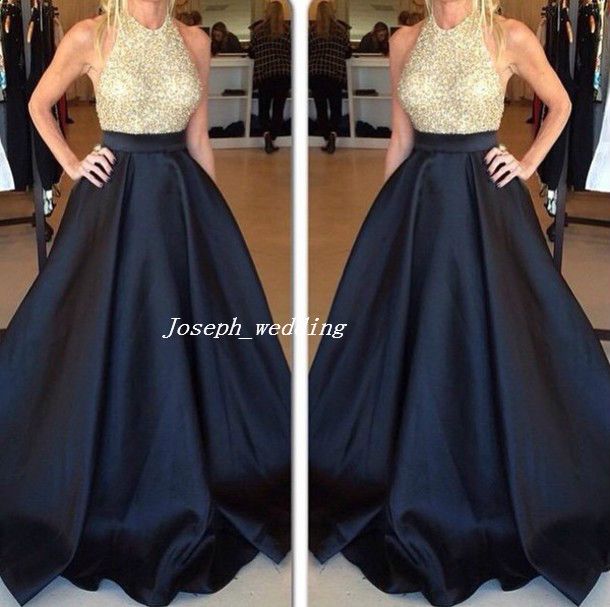 navy blue and gold long dress