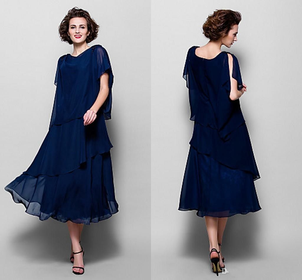 Ochre Tea Length Bridesmaid Dress Inexpensive Sweetheart Chic Sparkly Tiered - UWDress.com