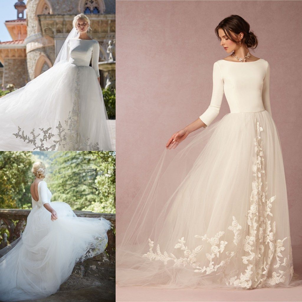 long sleeve tulle wedding dress