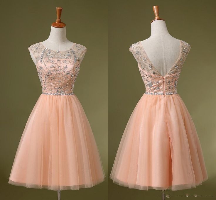 peach knee length dresses
