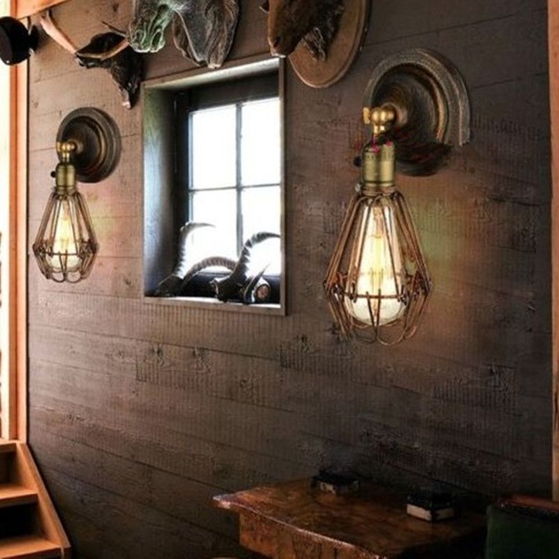 2020 Edison Vintage Wall Light Chandeliers Rustic Wire Cage