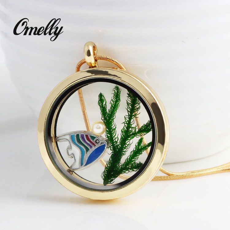 18K Gold Plated Living Momery Locket Floating Necklace Pendant Flower