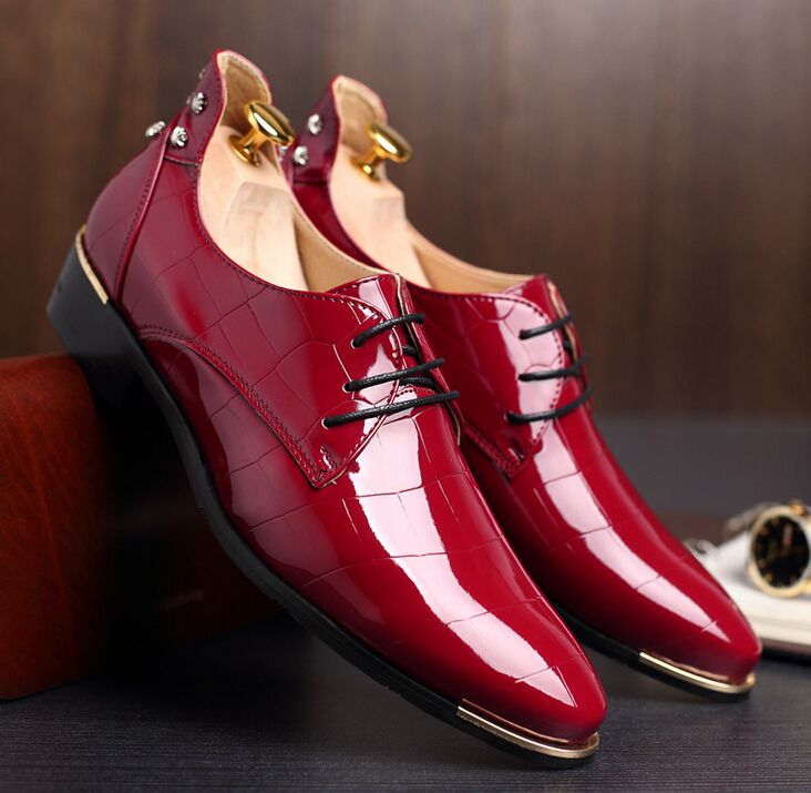 mens red leather shoes