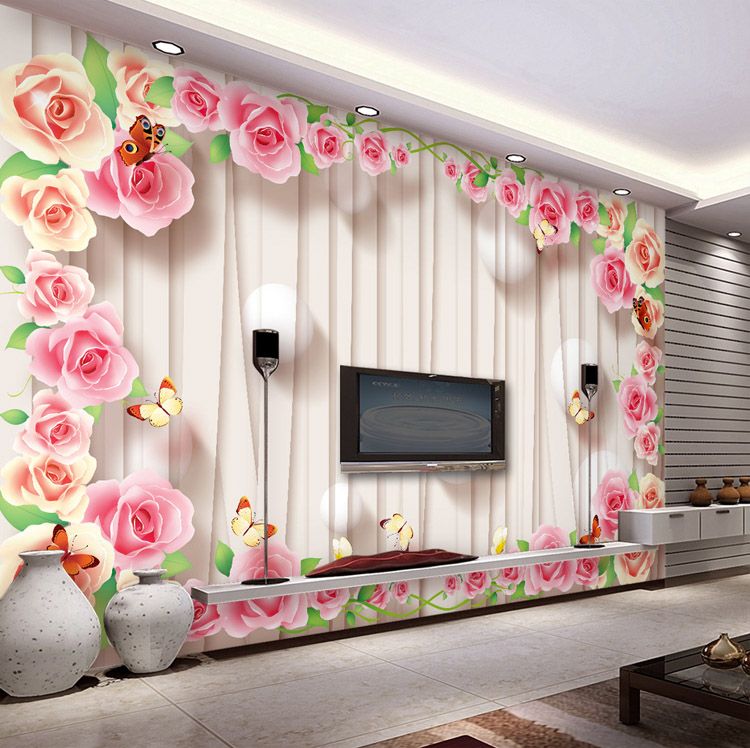 Romantic Rose Wallpaper Personalized Custom 3d Wall Murals Modern Photo Wallpaper Wedding Room Decor Kid Bedroom Living Room Interior Design Girls