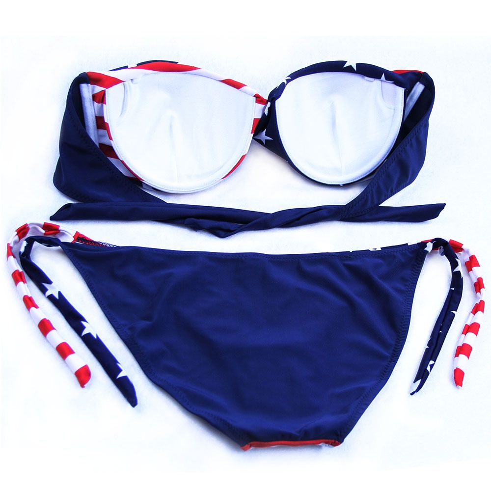 Wholesale Plus Size S XXL Jamaica Flag USA UK Print Brazilian Swimwear Padded Swim Suit Maillot 