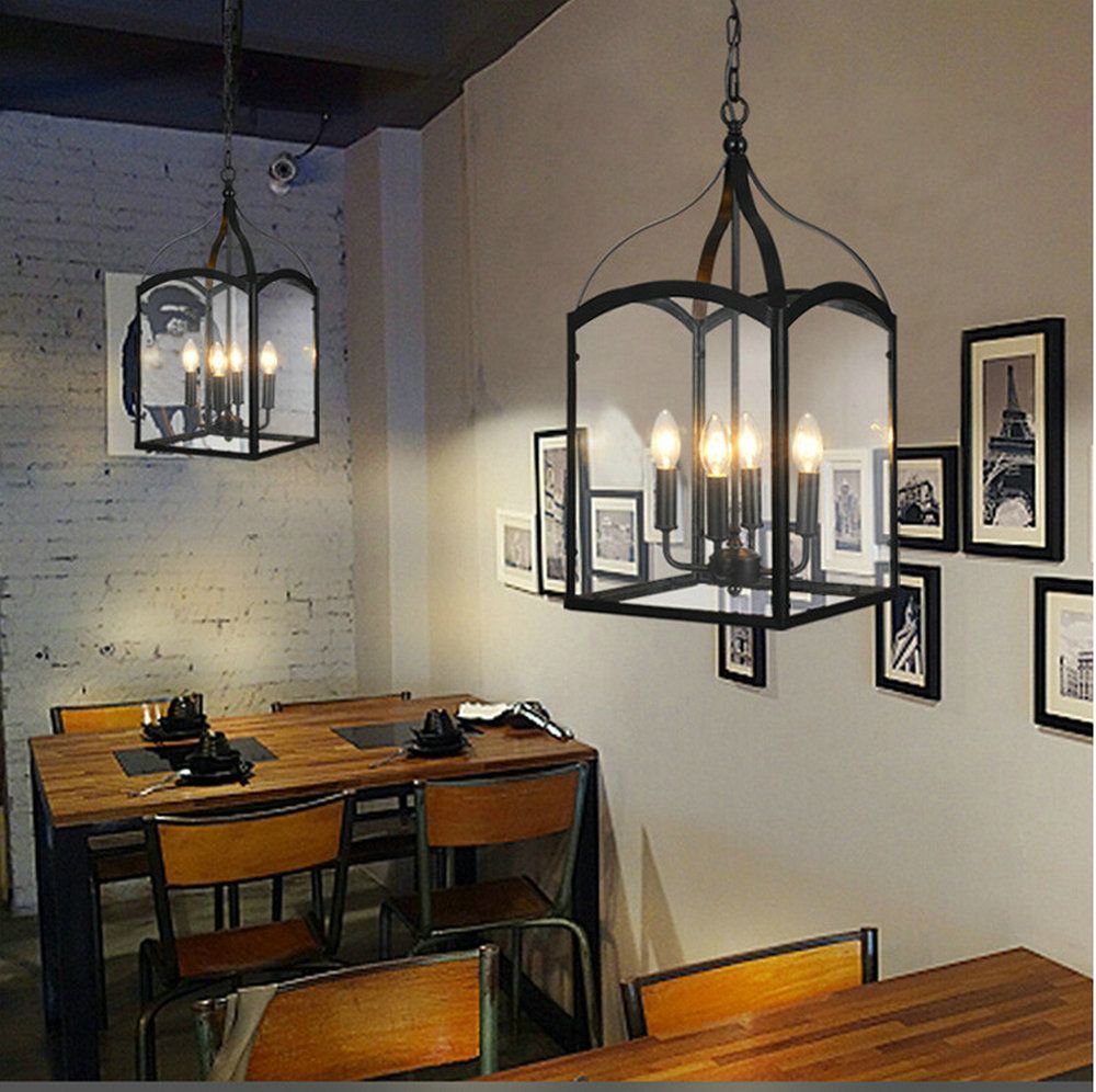 Vintage Birdcage Chandelier Iron Retro Glass Light Fixtures American Vintage Birdcage Chandelier Iron Retro Glass Light Fixtures American Country Style Lamp E27 Cafe Bar Bedroom