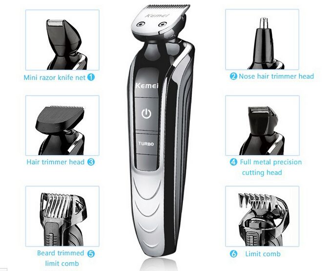 All-in-One Trimmer with 7 attachments Electric man grooming kit hair clipper  trimer shaver beard nose rechargeable cutting haircut tool