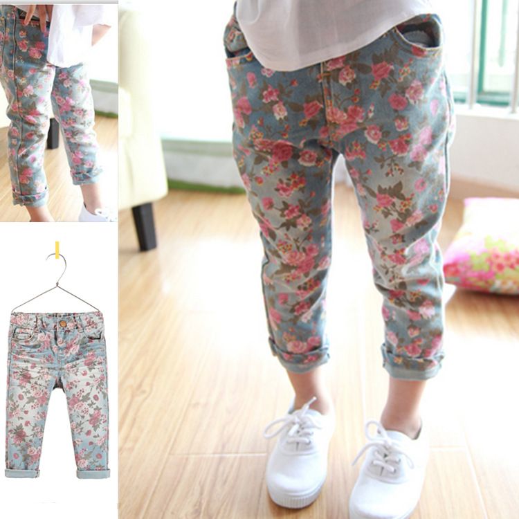 flowered jeans