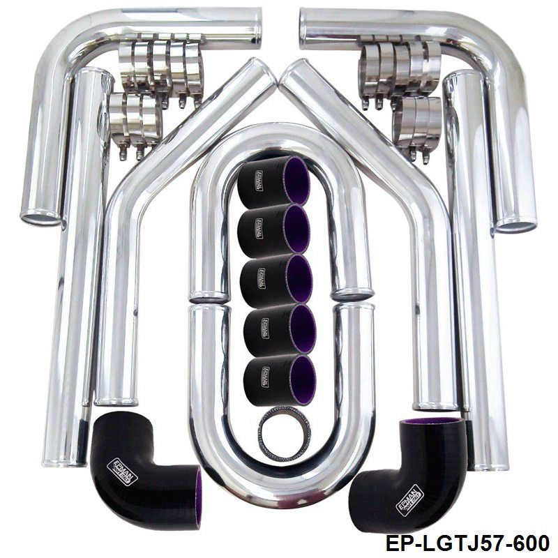 2.5/" 63mm Universal Intercooler Pipe Piping Turbo Flange Pipe BOV Kit Black