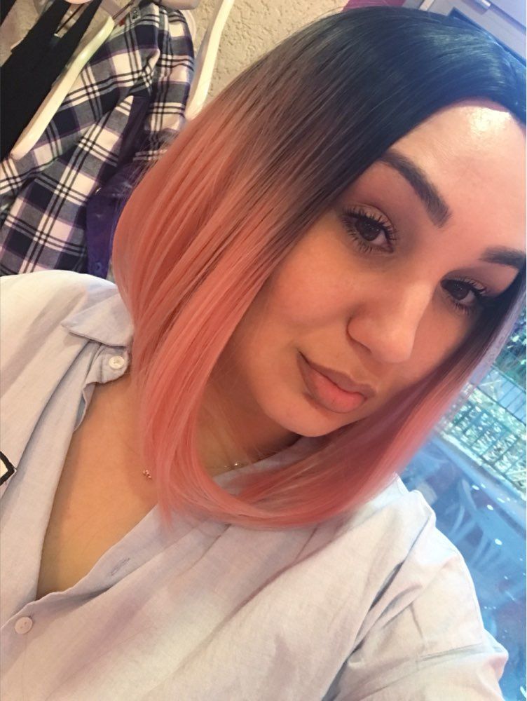 Fashion Beautiful Short Bob Ombre Straight Wig Simulation Human