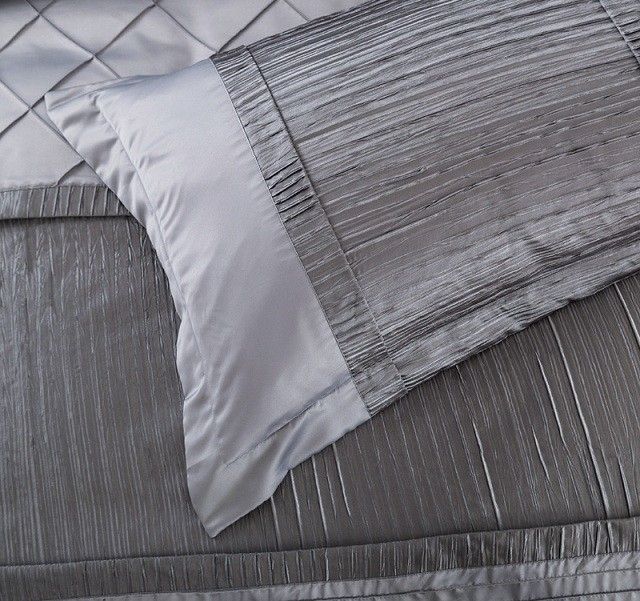 Luxury Silver Grey Bedding Sets Designer Silk Sheets Bedspreads Queen