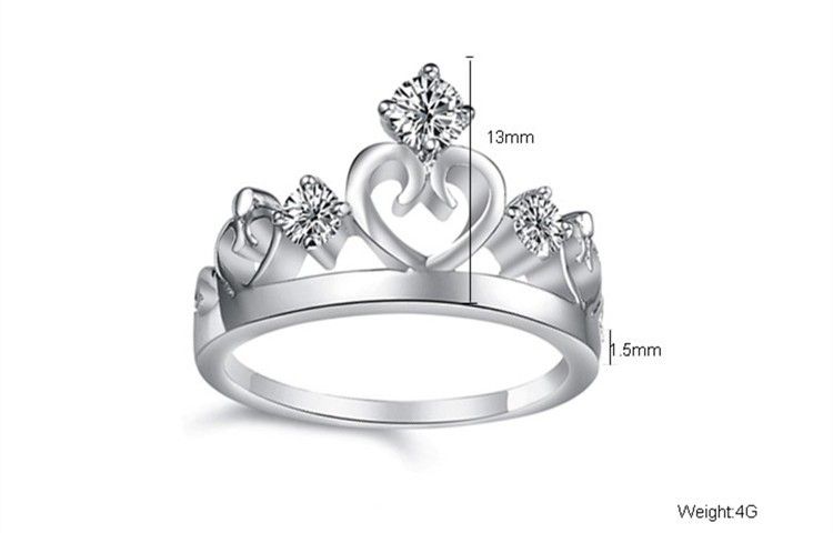 DARLING HER Ring Zircon Couple Ring Fashion Nice Plated 925 Jewelry Romantic Imperial Crown/&Cross Lover Ring