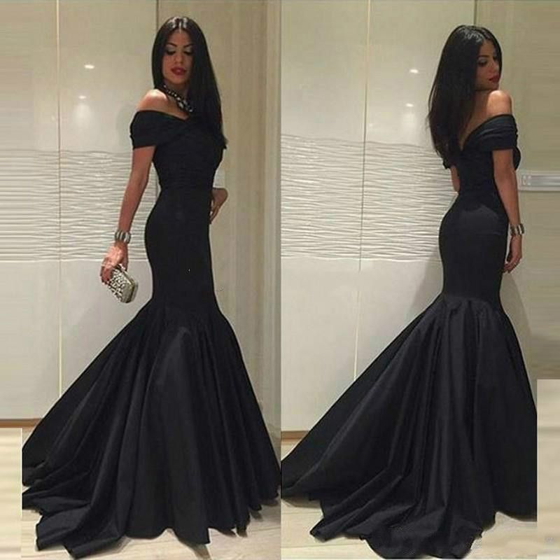 black fitted off the shoulder dress